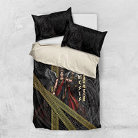 Nemesis Goddess Of Revenge Bedding Set Winged Nemesis Scales Of Justice - Gold Greek Key