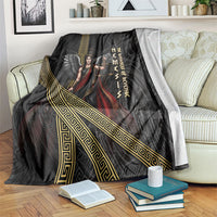 Nemesis Goddess Of Revenge Blanket Winged Nemesis Scales Of Justice - Gold Greek Key