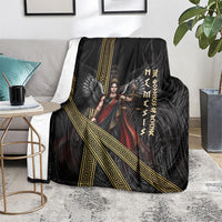 Nemesis Goddess Of Revenge Blanket Winged Nemesis Scales Of Justice - Gold Greek Key
