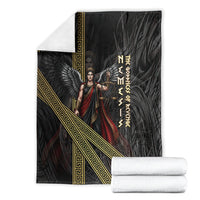 Nemesis Goddess Of Revenge Blanket Winged Nemesis Scales Of Justice - Gold Greek Key