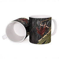 Nemesis Goddess Of Revenge Ceramic Mug Winged Nemesis Scales Of Justice - Gold Greek Key