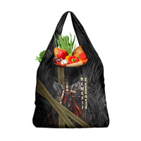Nemesis Goddess Of Revenge Grocery Bag Winged Nemesis Scales Of Justice - Gold Greek Key