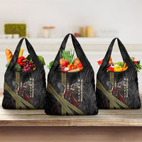 Nemesis Goddess Of Revenge Grocery Bag Winged Nemesis Scales Of Justice - Gold Greek Key