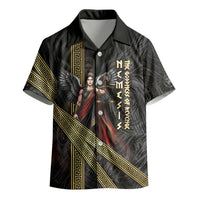 Nemesis Goddess Of Revenge Kid Hawaiian Shirt Winged Nemesis Scales Of Justice - Gold Greek Key