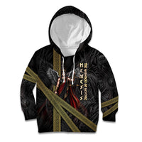 Nemesis Goddess Of Revenge Kid Hoodie Winged Nemesis Scales Of Justice - Gold Greek Key