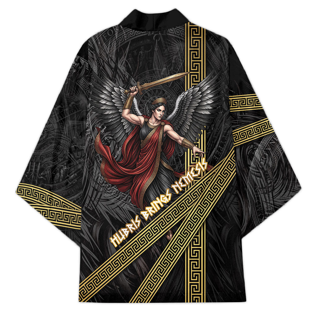 Nemesis Goddess Of Revenge Kimono Winged Nemesis Scales Of Justice - Gold Greek Key