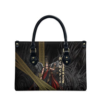 Nemesis Goddess Of Revenge Leather Bag Winged Nemesis Scales Of Justice - Gold Greek Key
