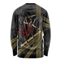 Nemesis Goddess Of Revenge Long Sleeve Shirt Winged Nemesis Scales Of Justice - Gold Greek Key