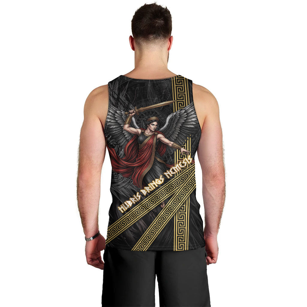 Nemesis Goddess Of Revenge Men Tank Top Winged Nemesis Scales Of Justice - Gold Greek Key