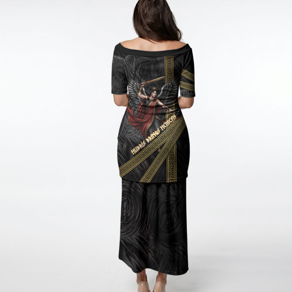 Nemesis Goddess Of Revenge Puletasi Winged Nemesis Scales Of Justice - Gold Greek Key