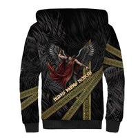 Nemesis Goddess Of Revenge Sherpa Hoodie Winged Nemesis Scales Of Justice - Gold Greek Key
