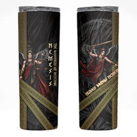 Nemesis Goddess Of Revenge Skinny Tumbler Winged Nemesis Scales Of Justice - Gold Greek Key