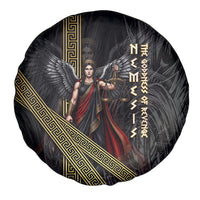 Nemesis Goddess Of Revenge Spare Tire Cover Winged Nemesis Scales Of Justice - Gold Greek Key