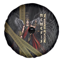 Nemesis Goddess Of Revenge Spare Tire Cover Winged Nemesis Scales Of Justice - Gold Greek Key