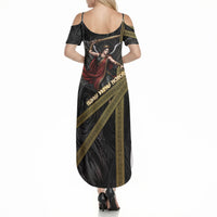 Nemesis Goddess Of Revenge Summer Maxi Dress Winged Nemesis Scales Of Justice - Gold Greek Key