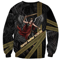 Nemesis Goddess Of Revenge Sweatshirt Winged Nemesis Scales Of Justice - Gold Greek Key