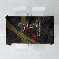 Nemesis Goddess Of Revenge Tablecloth Winged Nemesis Scales Of Justice - Gold Greek Key
