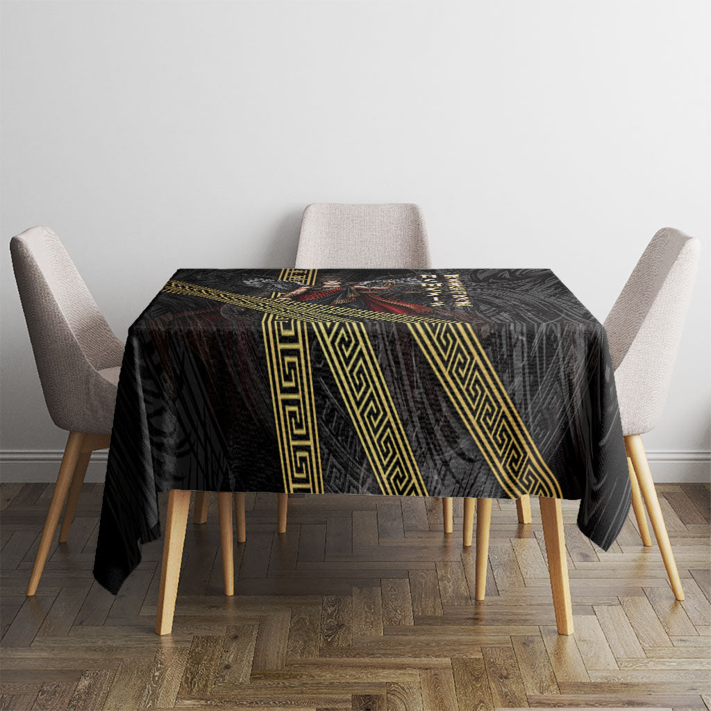 Nemesis Goddess Of Revenge Tablecloth Winged Nemesis Scales Of Justice - Gold Greek Key