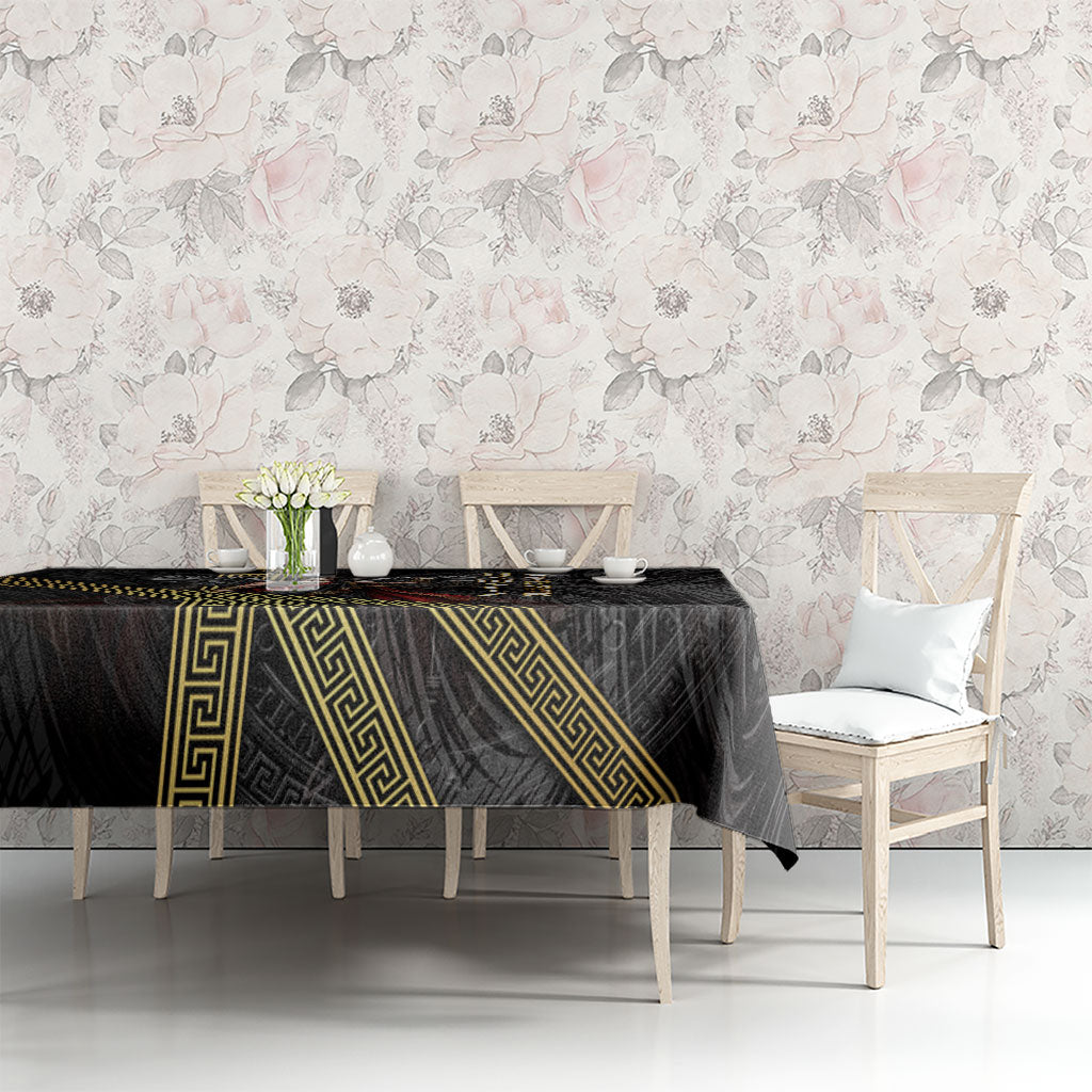 Nemesis Goddess Of Revenge Tablecloth Winged Nemesis Scales Of Justice - Gold Greek Key