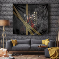 Nemesis Goddess Of Revenge Tapestry Winged Nemesis Scales Of Justice - Gold Greek Key