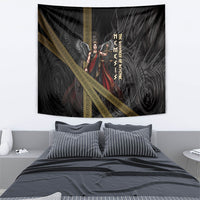 Nemesis Goddess Of Revenge Tapestry Winged Nemesis Scales Of Justice - Gold Greek Key