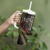Nemesis Goddess Of Revenge Tumbler With Handle Winged Nemesis Scales Of Justice - Gold Greek Key