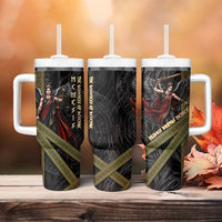Nemesis Goddess Of Revenge Tumbler With Handle Winged Nemesis Scales Of Justice - Gold Greek Key