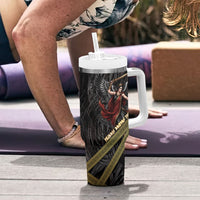 Nemesis Goddess Of Revenge Tumbler With Handle Winged Nemesis Scales Of Justice - Gold Greek Key