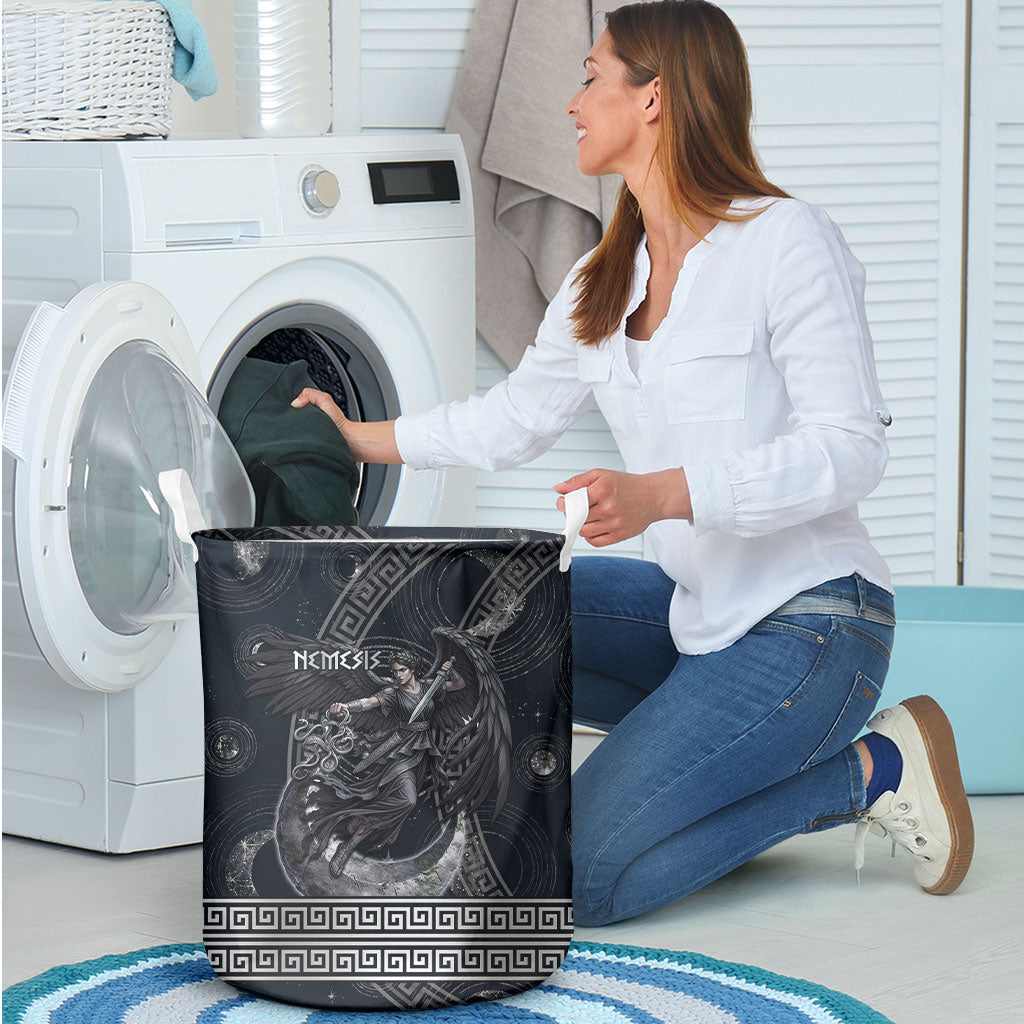 Nemesis Goddess Laundry Basket Winged Nemesis Crescent Moon Sword Greek Key
