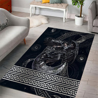 Nemesis Goddess Area Rug Winged Nemesis Crescent Moon Sword Greek Key