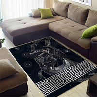 Nemesis Goddess Area Rug Winged Nemesis Crescent Moon Sword Greek Key