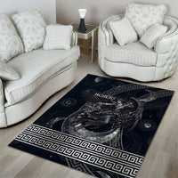 Nemesis Goddess Area Rug Winged Nemesis Crescent Moon Sword Greek Key