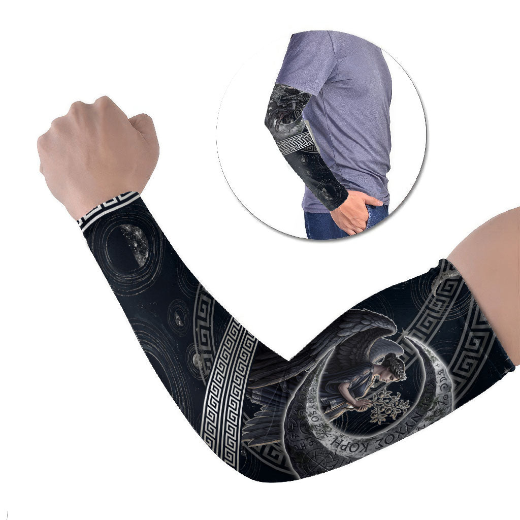 Nemesis Goddess Arm Sleeves Winged Nemesis Crescent Moon Sword Greek Key