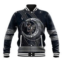 Nemesis Goddess Baseball Jacket Winged Nemesis Crescent Moon Sword Greek Key