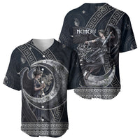 Nemesis Goddess Baseball Jersey Winged Nemesis Crescent Moon Sword Greek Key