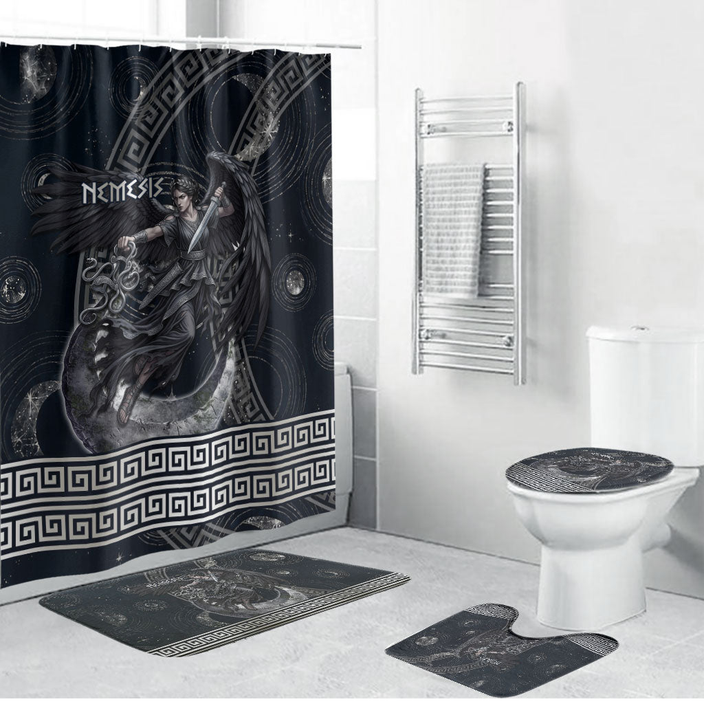 Nemesis Goddess Bathroom Set Winged Nemesis Crescent Moon Sword Greek Key