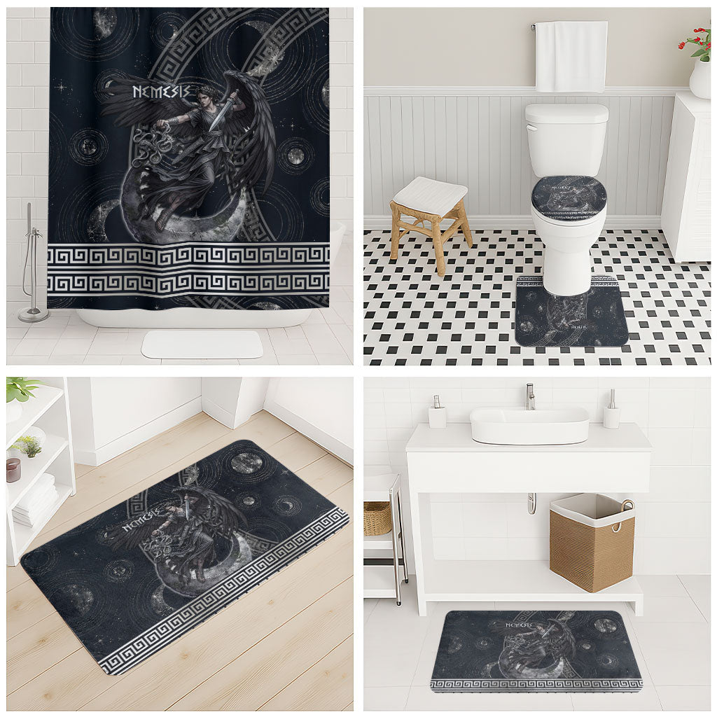 Nemesis Goddess Bathroom Set Winged Nemesis Crescent Moon Sword Greek Key