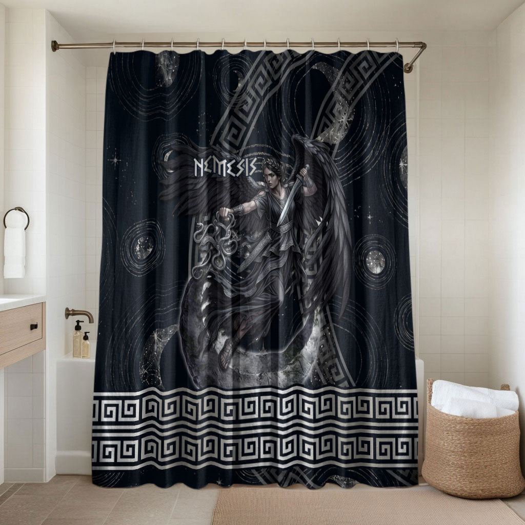 Nemesis Goddess Bathroom Set Winged Nemesis Crescent Moon Sword Greek Key