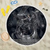 Nemesis Goddess Beach Blanket Winged Nemesis Crescent Moon Sword Greek Key