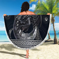 Nemesis Goddess Beach Blanket Winged Nemesis Crescent Moon Sword Greek Key
