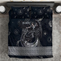 Nemesis Goddess Bedding Set Winged Nemesis Crescent Moon Sword Greek Key