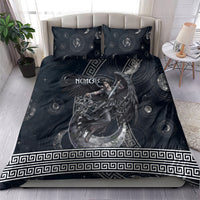 Nemesis Goddess Bedding Set Winged Nemesis Crescent Moon Sword Greek Key