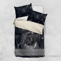 Nemesis Goddess Bedding Set Winged Nemesis Crescent Moon Sword Greek Key