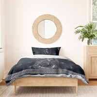 Nemesis Goddess Bedding Set Winged Nemesis Crescent Moon Sword Greek Key