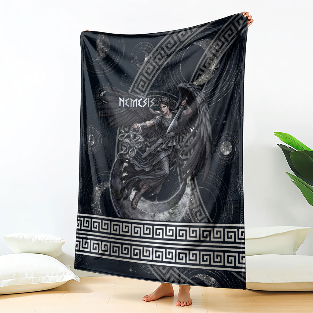 Nemesis Goddess Blanket Winged Nemesis Crescent Moon Sword Greek Key