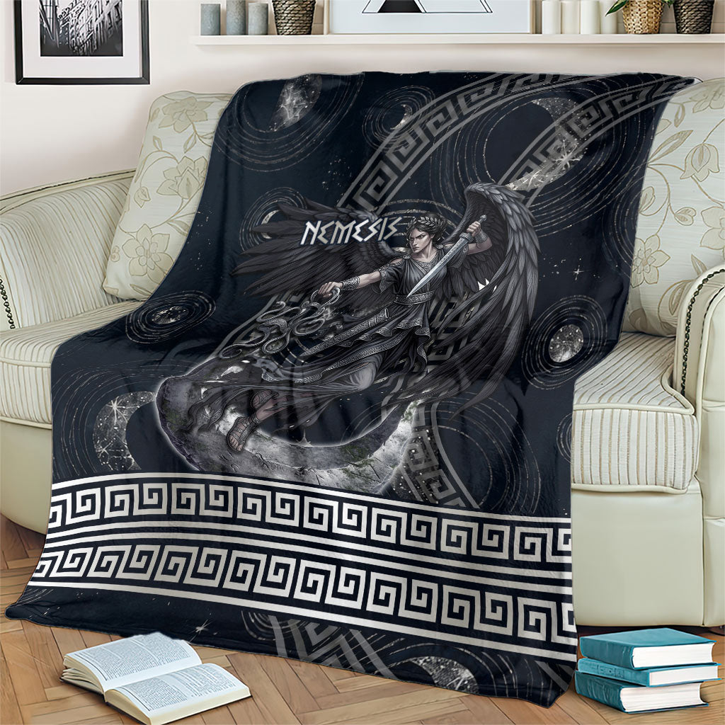 Nemesis Goddess Blanket Winged Nemesis Crescent Moon Sword Greek Key