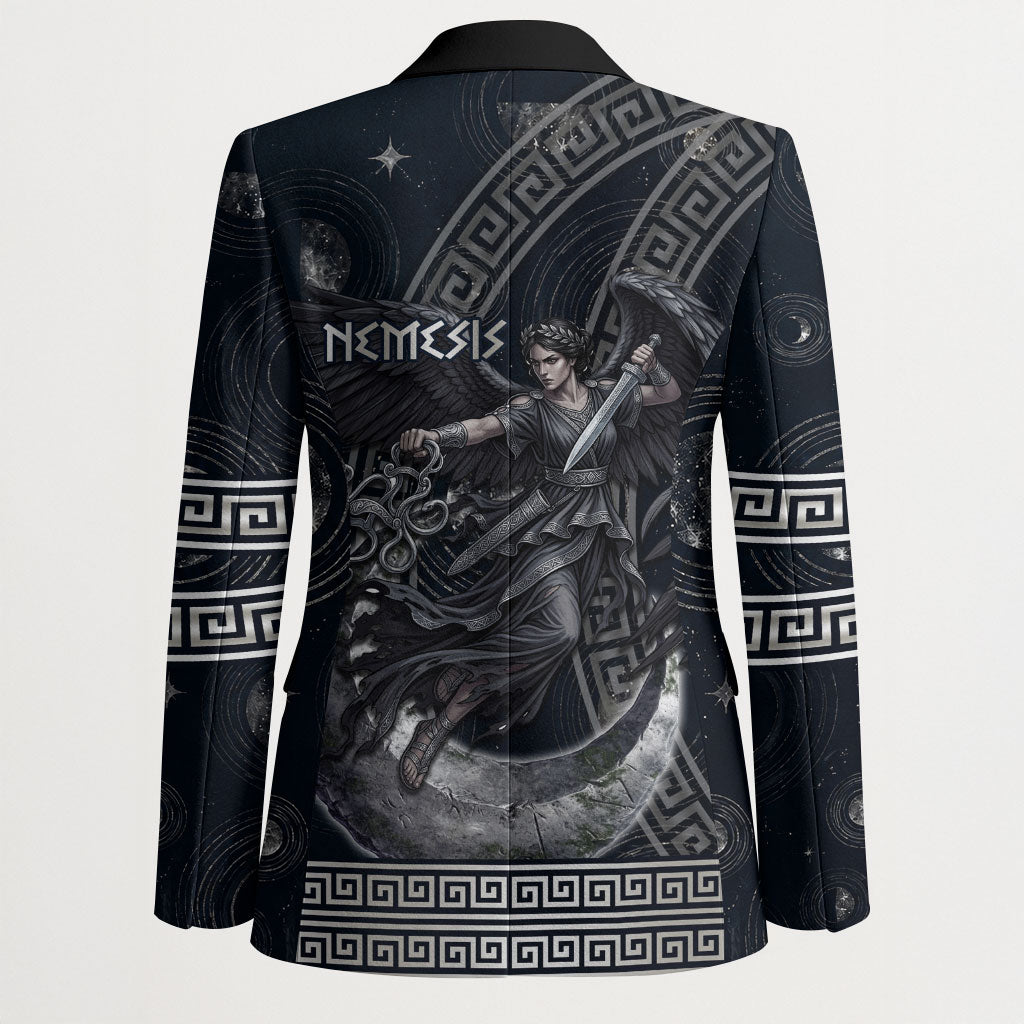 Nemesis Goddess Blazer Winged Nemesis Crescent Moon Sword Greek Key