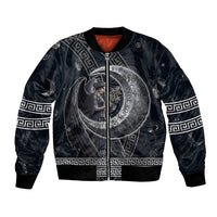 Nemesis Goddess Bomber Jacket Winged Nemesis Crescent Moon Sword Greek Key