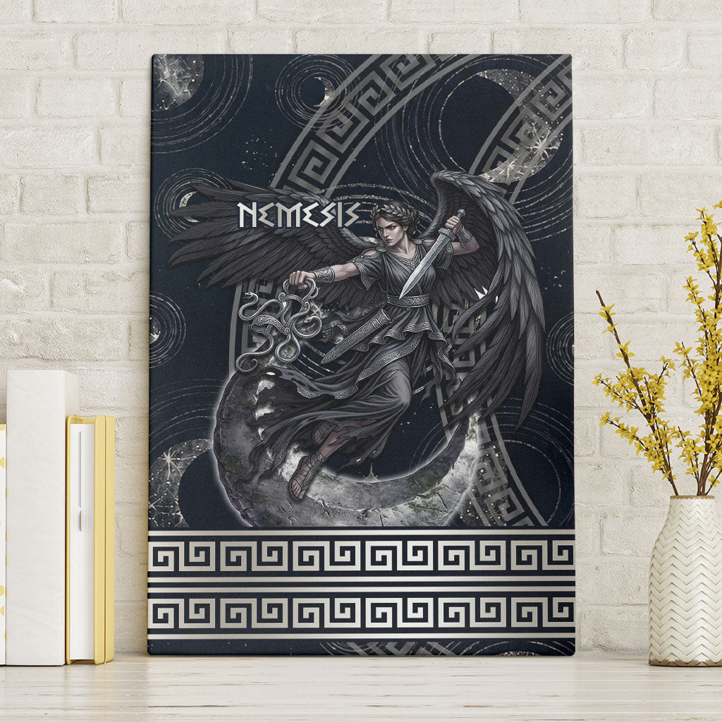 Nemesis Goddess Canvas Wall Art Winged Nemesis Crescent Moon Sword Greek Key