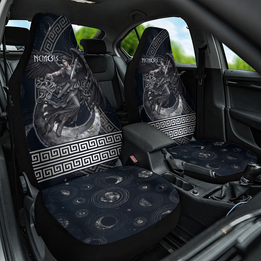Nemesis Goddess Car Seat Cover Winged Nemesis Crescent Moon Sword Greek Key